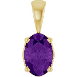 14K Yellow Gold Natural Amethyst Pendant