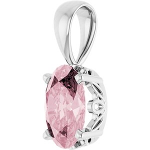 14K White Gold Natural Pink Morganite Pendant