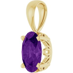 14K Yellow Gold Natural Amethyst Pendant