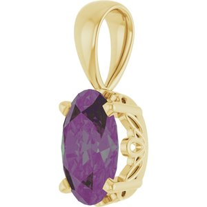 14K Yellow Gold Lab-Grown Alexandrite Pendant