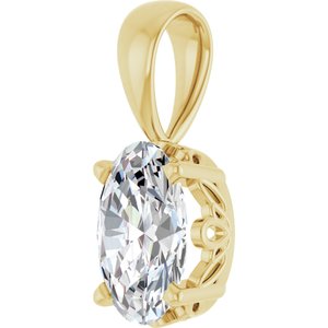 14K Yellow Gold Natural White Sapphire Pendant