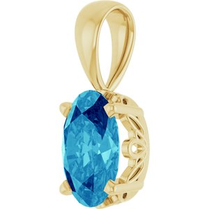 14K Yellow Gold Natural Blue Zircon Pendant