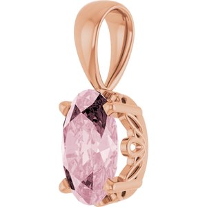 14K Rose Gold Natural Pink Morganite Pendant