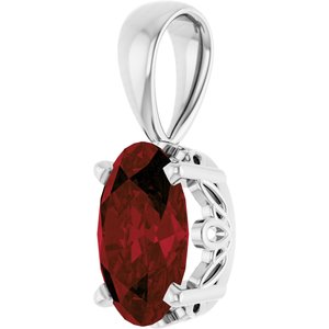 14K White Gold Natural Mozambique Garnet Pendant