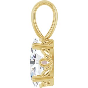 14K Yellow Gold Natural White Sapphire Pendant