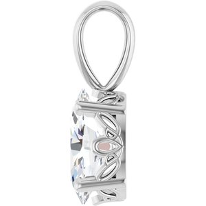 14K White Gold Natural White Sapphire Pendant