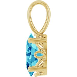 14K Yellow Gold Natural Blue Zircon Pendant