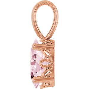 14K Rose Gold Natural Pink Morganite Pendant