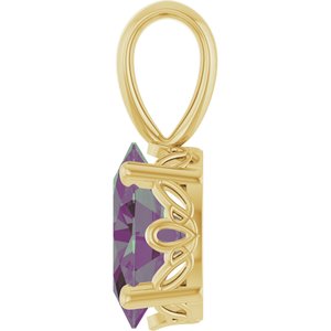 14K Yellow Gold Lab-Grown Alexandrite Pendant