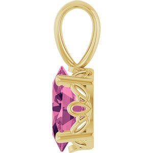 14K Yellow Gold Natural Green Tourmaline Pendant