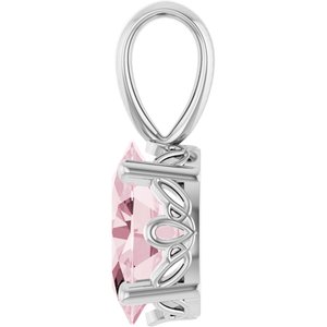 14K White Gold Natural Pink Morganite Pendant
