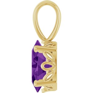 14K Yellow Gold Natural Amethyst Pendant