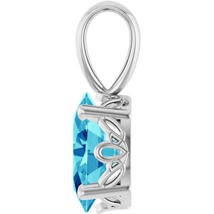 14K White Gold Natural Blue Zircon Pendant