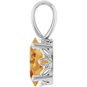 14K White Gold Natural Citrine Pendant