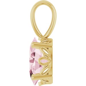 14K Yellow Gold Natural Pink Morganite Pendant