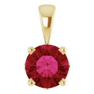 14K Yellow Gold Lab-Grown Ruby Scroll Setting�� Pendant