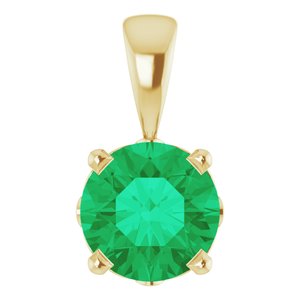 14K Yellow Gold Lab-Grown Emerald Scroll Setting�� Pendant
