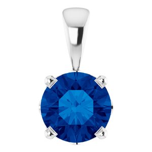 14K White Gold Lab-Grown Blue Sapphire Scroll Setting® Pendant