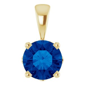 14K Yellow Gold Lab-Grown Blue Sapphire Scroll Setting�� Pendant