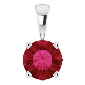 14K White Gold Lab-Grown Ruby Scroll Setting® Pendant