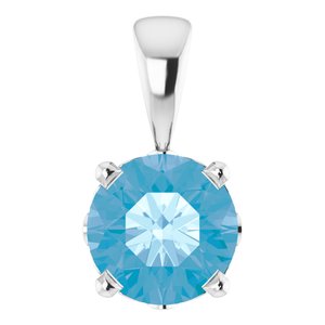 14K White Gold Natural Swiss Blue Topaz Scroll Setting® Pendant