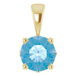 14K Yellow Gold Natural Swiss Blue Topaz Scroll Setting® Pendant