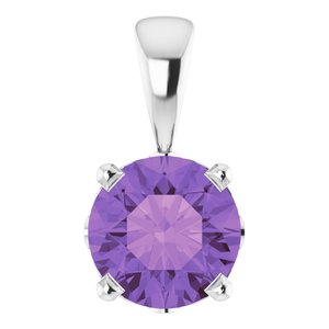 14K White Gold Natural Amethyst Scroll Setting�� Pendant