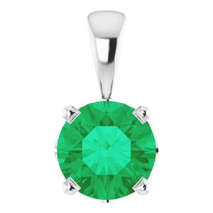 14K White Gold Lab-Grown Emerald Scroll Setting�� Pendant