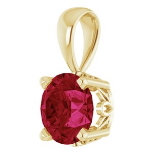 14K Yellow Gold Lab-Grown Ruby Scroll Setting® Pendant