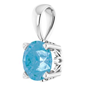 14K White Gold Natural Swiss Blue Topaz Scroll Setting® Pendant