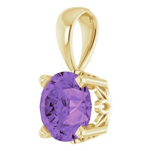 14K Yellow Gold Natural Amethyst Scroll Setting�� Pendant