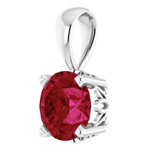 14K White Gold Lab-Grown Ruby Scroll Setting® Pendant