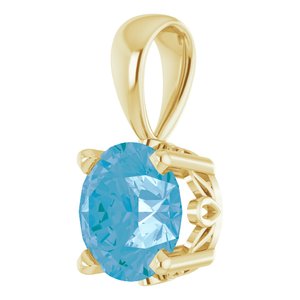 14K Yellow Gold Natural Swiss Blue Topaz Scroll Setting® Pendant
