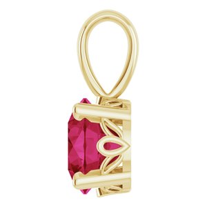 14K Yellow Gold Lab-Grown Ruby Scroll Setting® Pendant