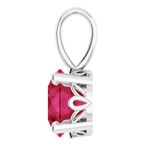 14K White Gold Lab-Grown Ruby Scroll Setting® Pendant