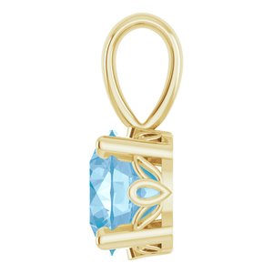14K Yellow Gold Natural Swiss Blue Topaz Scroll Setting�� Pendant