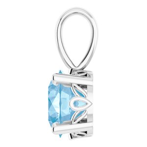 14K White Gold Natural Swiss Blue Topaz Scroll Setting® Pendant