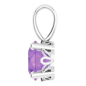 14K White Gold Natural Amethyst Scroll Setting�� Pendant