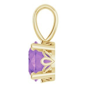14K Yellow Gold Natural Amethyst Scroll Setting® Pendant