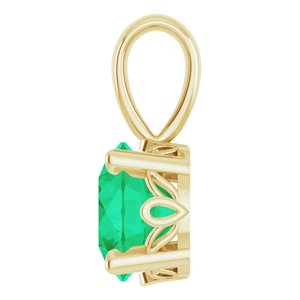 14K Yellow Gold Lab-Grown Emerald Scroll Setting�� Pendant