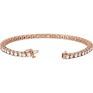 14K Rose Gold 4 3/4 CTW Natural Diamond Line 7" Bracelet – image 2