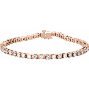 14K Rose Gold 4 3/4 CTW Natural Diamond Line 7" Bracelet