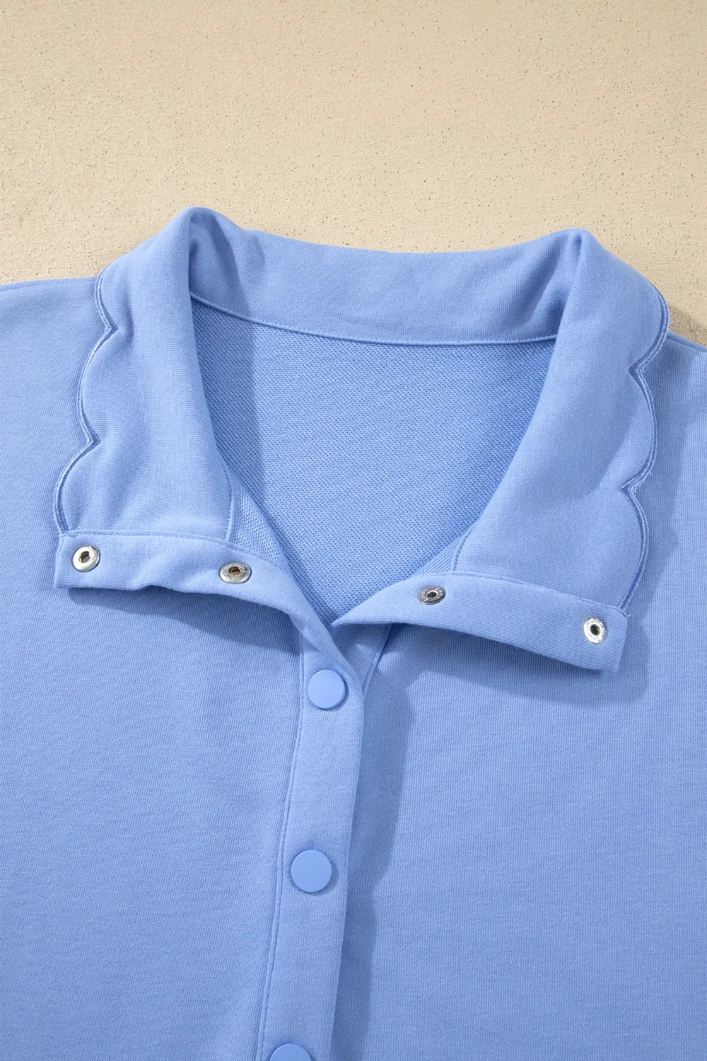 Plus Size Scalloped Hem Button Neck Pullover Mini Dress