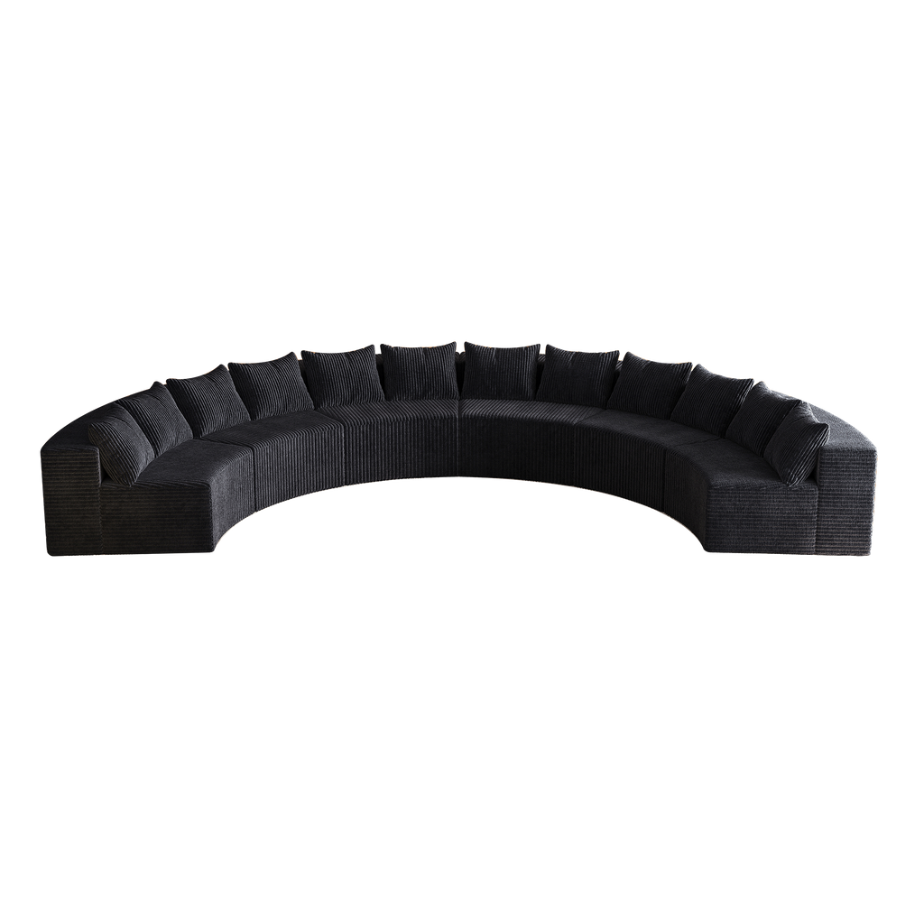 Corduroy curved sectional Foam sofa with 12 pillows,Curved Symmetrical Modular Semi Circular Sofa Sectional for bedroom, living room, office for leisure or nap, reading room, and lobby(six modules)