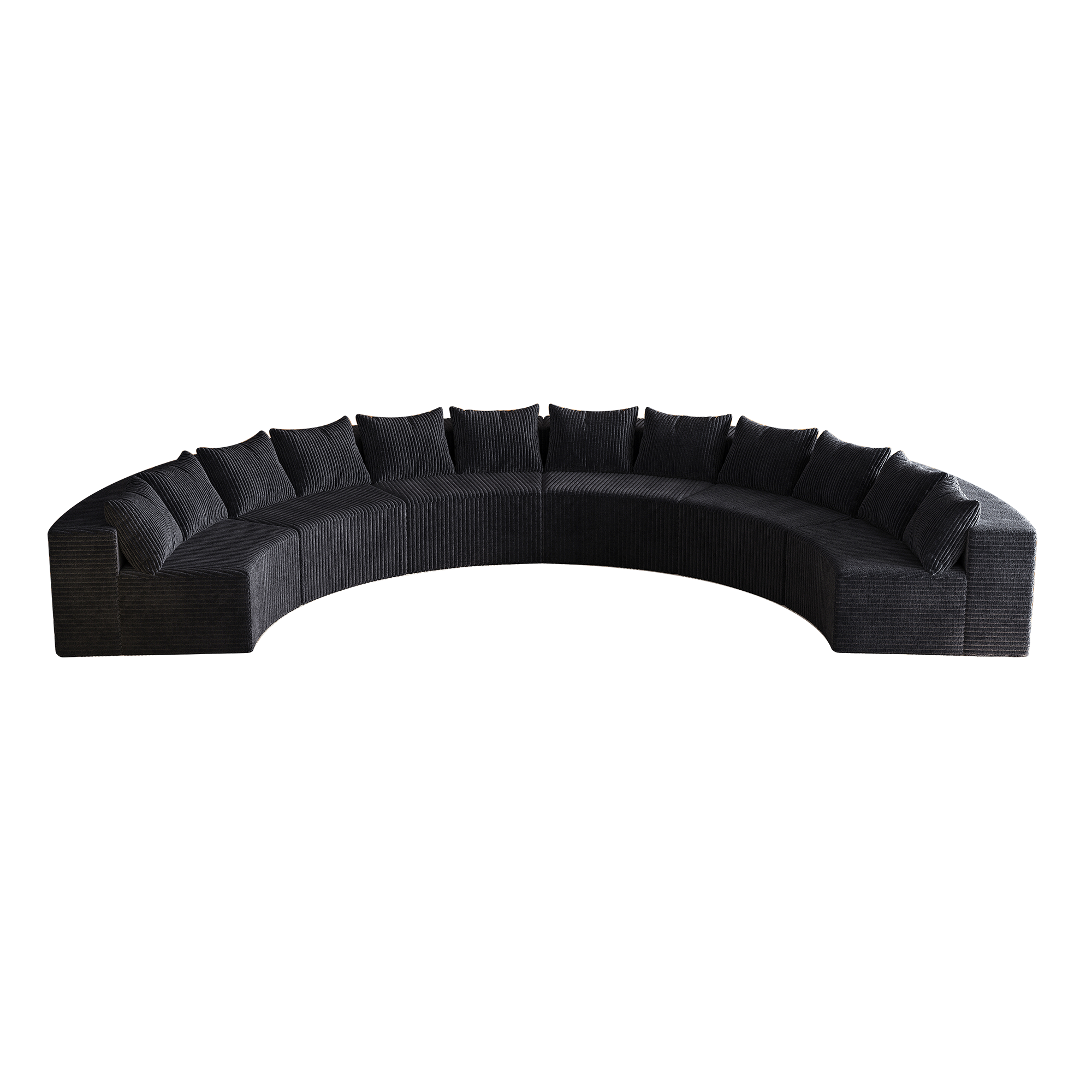 Corduroy curved sectional Foam sofa with 12 pillows,Curved Symmetrical Modular Semi Circular Sofa Sectional for bedroom, living room, office for leisure or nap, reading room, and lobby(six modules)