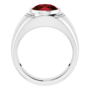 14K White Gold Natural Mozambique Garnet & 1/8 CTW Natural Diamond Ring