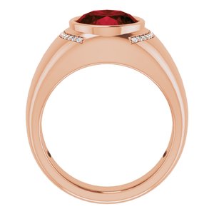 14K Rose Gold Natural Mozambique Garnet & 1/8 CTW Natural Diamond Ring