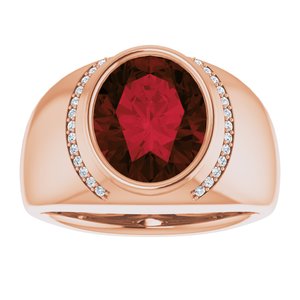 14K Rose Gold Natural Mozambique Garnet & 1/8 CTW Natural Diamond Ring