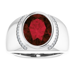 14K White Gold Natural Mozambique Garnet & 1/8 CTW Natural Diamond Ring