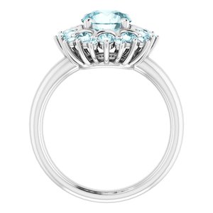 14K White Gold Natural Sky Blue Topaz & 3/8 CTW Natural Diamond Ring